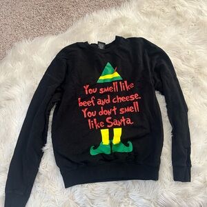 ELF Black Crewneck Sweater with Festive Design
